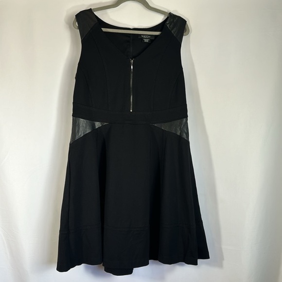 Michel Studio Black Dress with Faux Leather Detail - Picture 1 of 10